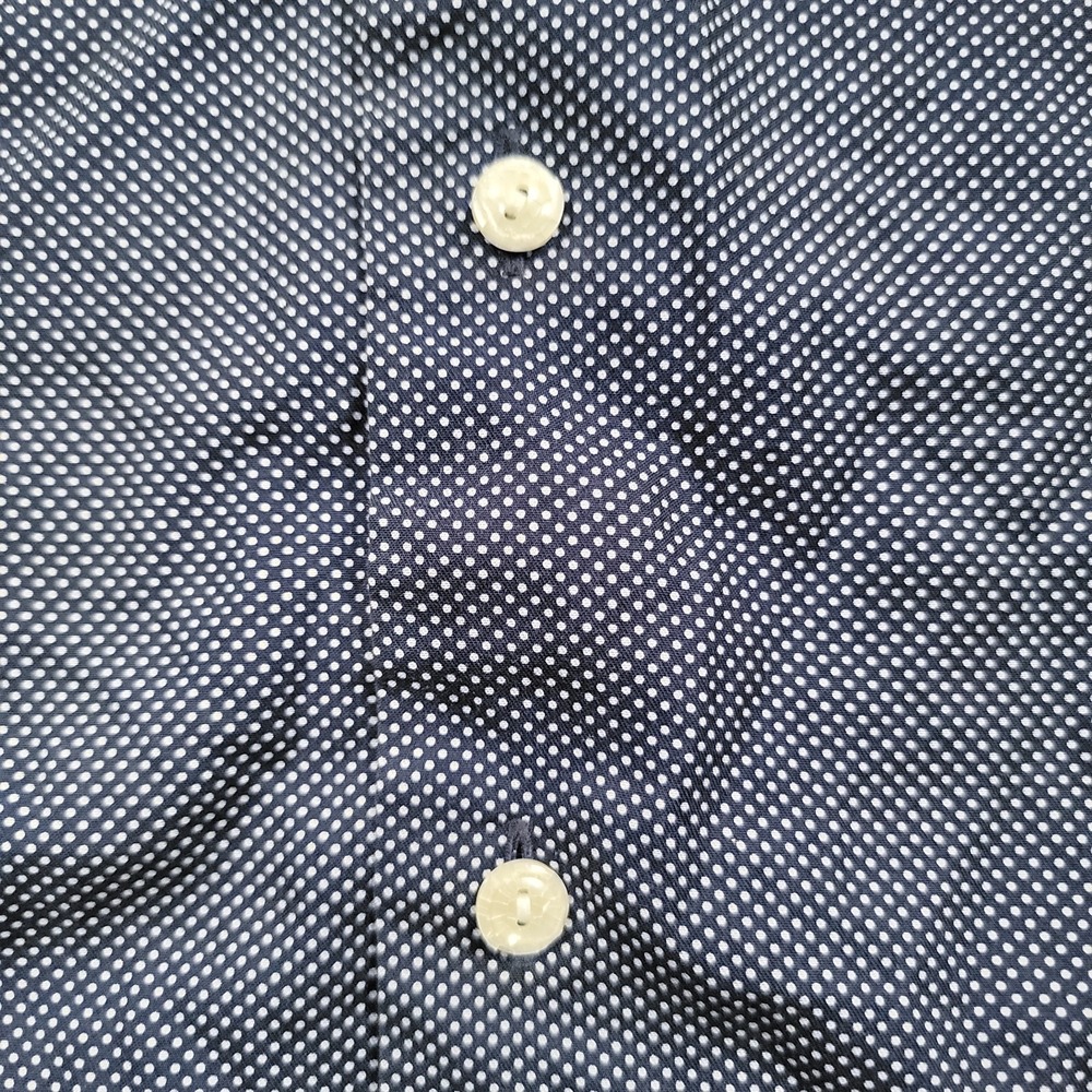 Eton Men Dress Shirt 39 15.5 Slim Fit Blue Polka Dot Cotton - Picture 9 of 10